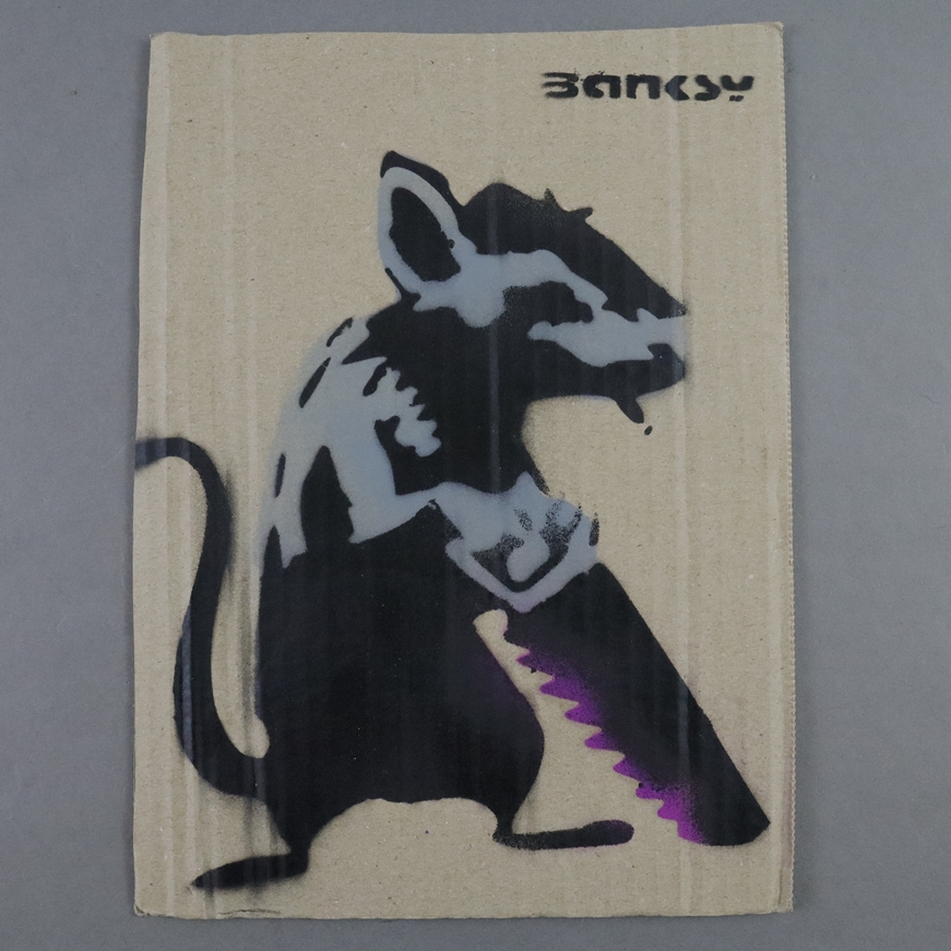 Banksy - "Ratte mit Säge", 2015, Souvenir aus der Ausstellung "Dismaland" in Weston-super-Mare in S