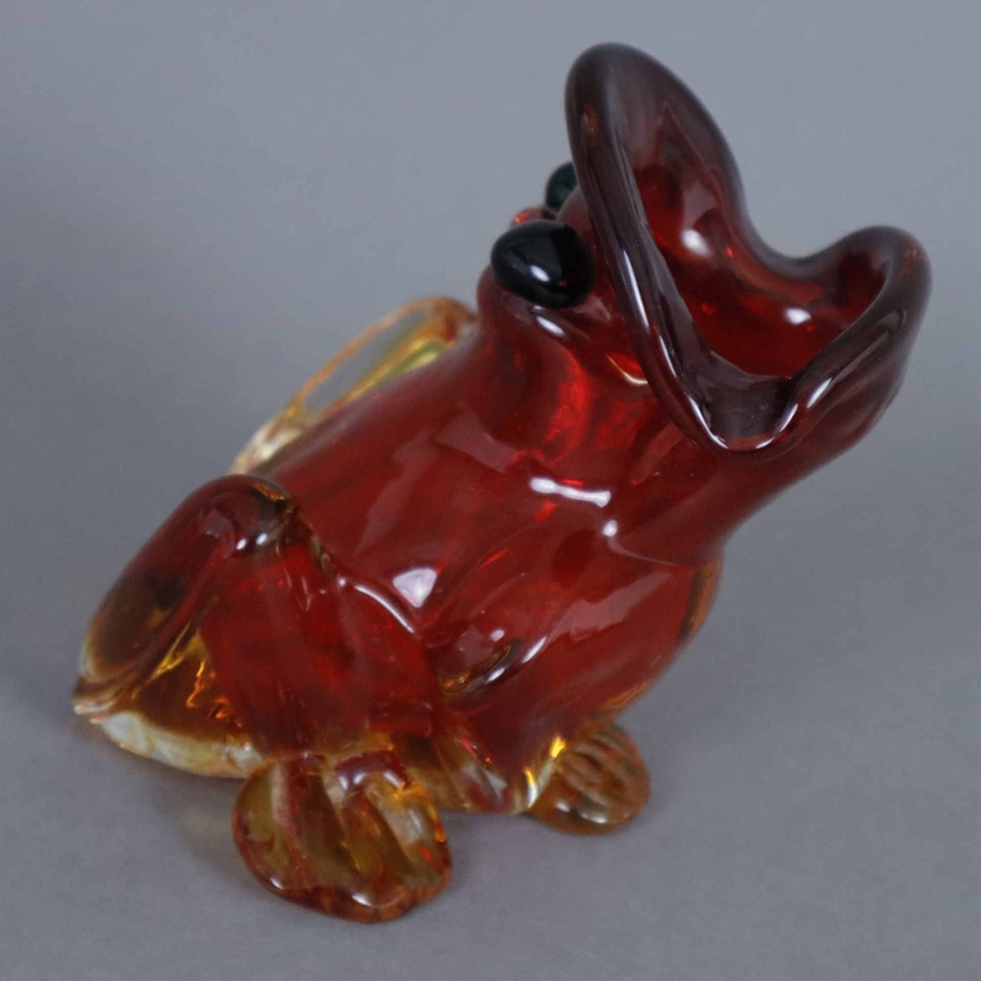 Figürliche Glasvase „Frosch“ - Vase in vollrunder Froschgestalt im Murano-Stil, rotes, gelbes und s - Bild 2 aus 6