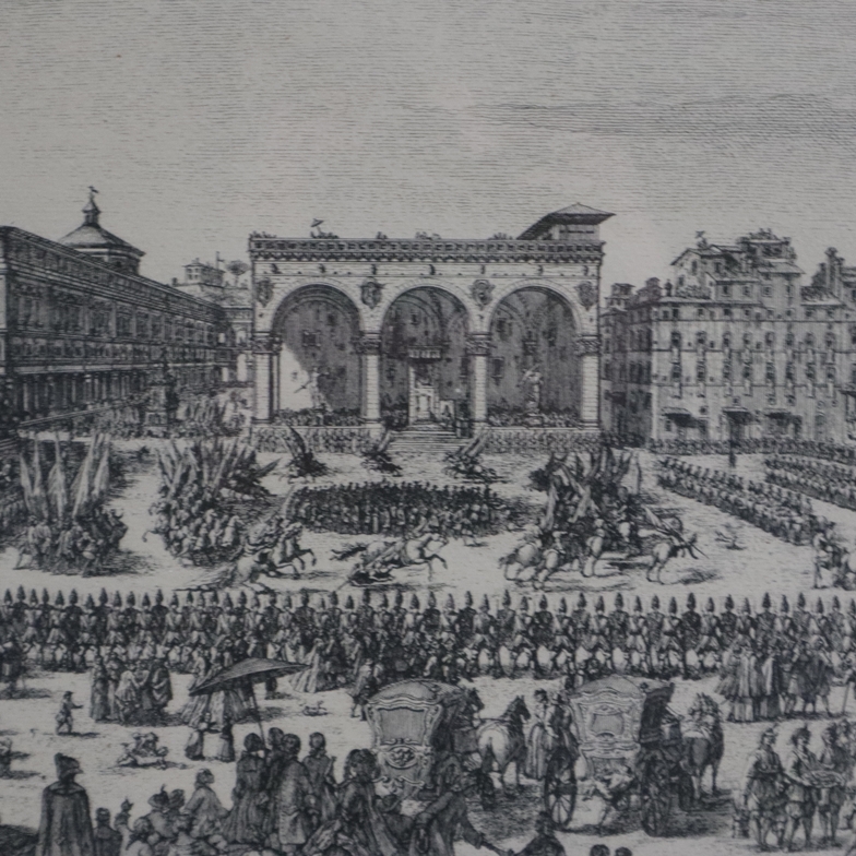 Zocchi, Giuseppe (1716 -Florenz-1767, nach) - „Veduta del Palazzo Vecchio e della Piazza con la Fes - Image 3 of 12
