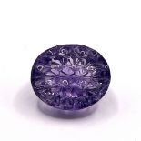 18.95ct Natural Carved Amethyst. Oval Cut.  GFCO Certified