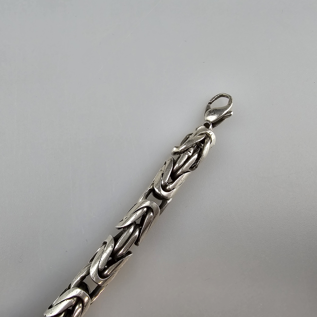 Königsarmband - Sterlingsilber, "925"gestempelt, Karabinerschließe, L. 23 cm, Dm. 7mm, Gewicht ca. - Image 4 of 5