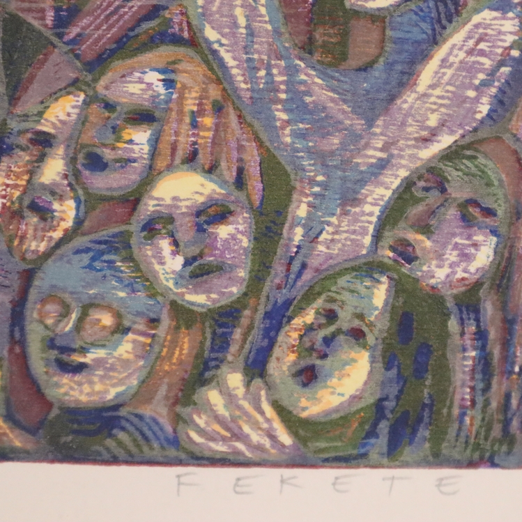 Fekete, Esteban (1924-2009 Dieburg) - Ansicht von Frankfurt, Farbholzschnitt, in Blei signiert "Fek - Image 6 of 6