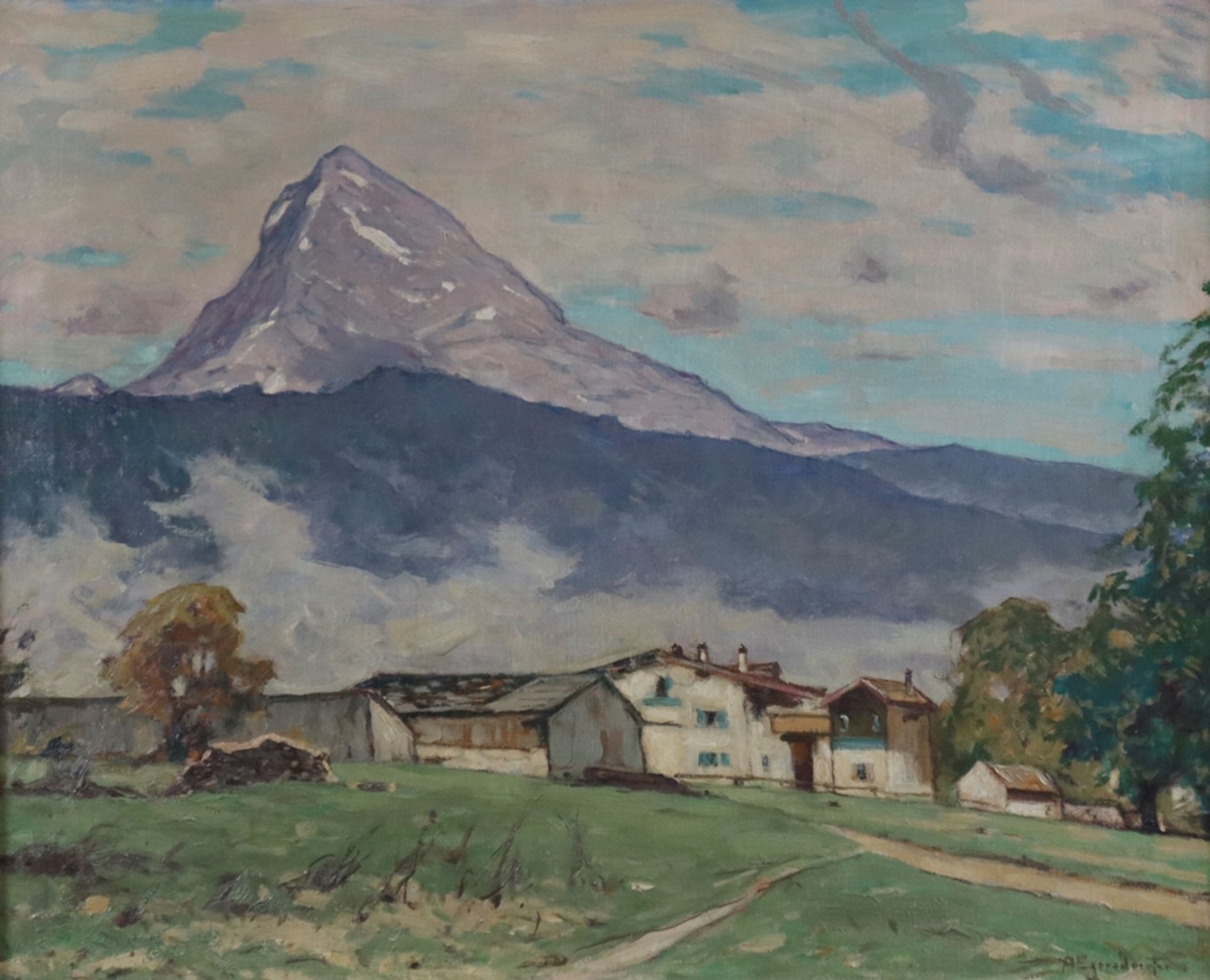 Egersdörfer, Andreas (1866 Nürnberg - 1932 Frankfurt am Main) - Expressive Gebirgslandschaft mit Ge