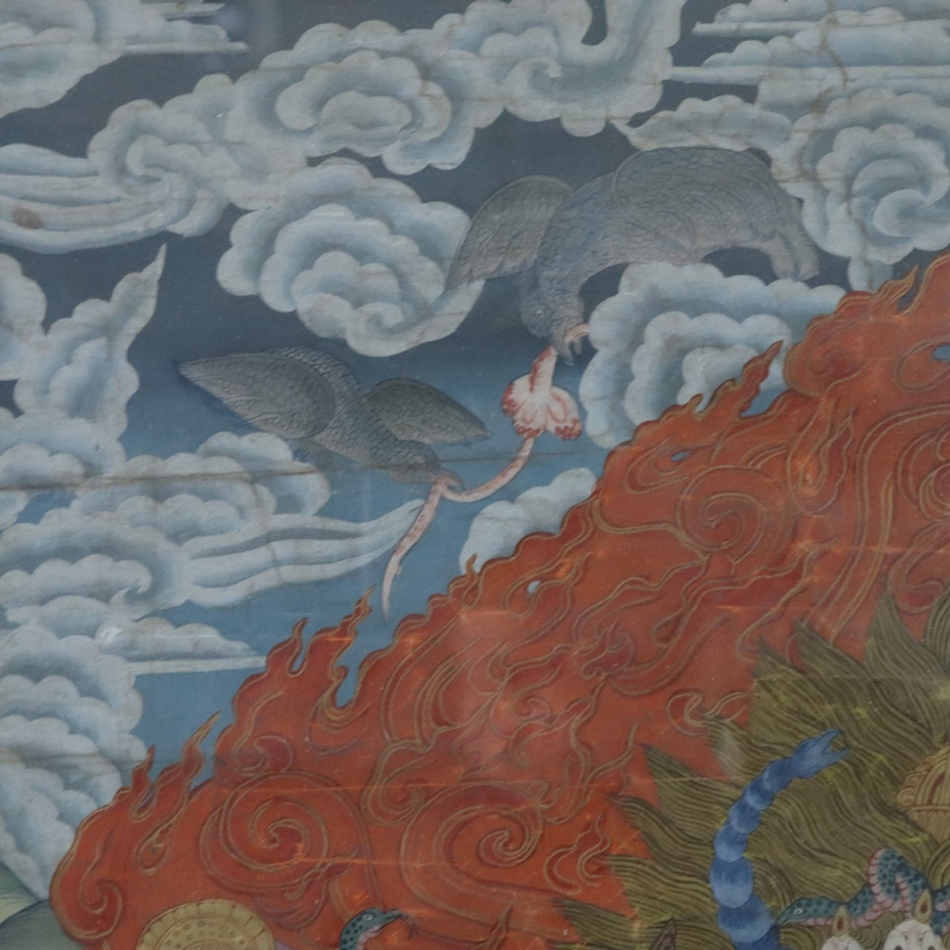 Thangka des Digpa Tsara Ru-chan srin (auch Dig-ra Ru chan-srin) - Tibet, nach 1900, Gouache und Gol - Image 8 of 10