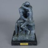 Rodin, Auguste (1840 Paris - Meudon 1917, nach) - "Der Kuss", Museumsreplik, Kunstguss, bronziert,