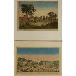 Zwei Guckkastenblätter - 1x Frankfurt am Main: Roßmarkt, kolorierter Kupferstich bei Daumont, Paris