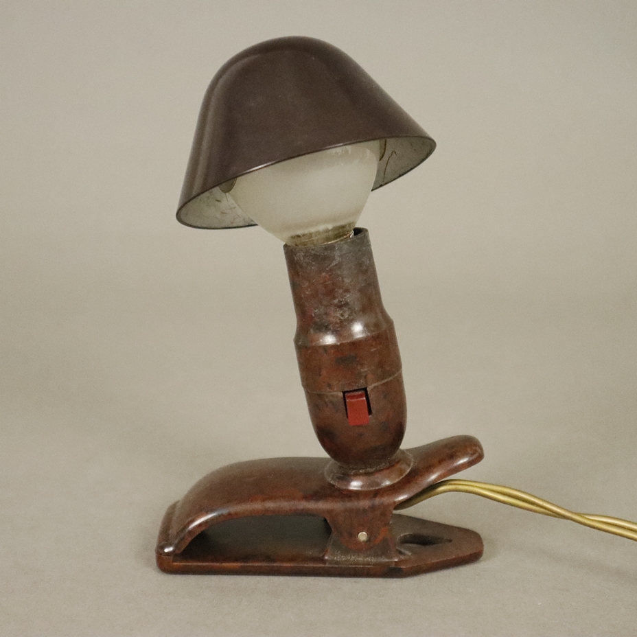 Art Déco-Klemmlampe - um 1920, Entwurf wohl Marianne Brandt, Bauhaus, Bakelit, 1-flammig elektrifiz