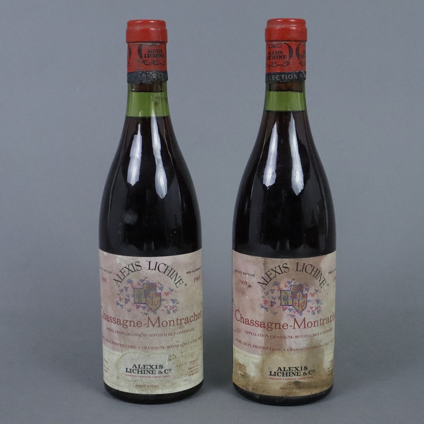 Weinkonvolut - 2 Flaschen 1969 Alexis Lichine Chassagne-Montrachet Côte de Beaune, France, 750 ml,