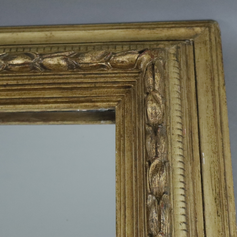 Wandspiegel - Holz, Stuckdekor, vergoldet, rechteckige Spiegelplatte, Innenmaße: 45x32cm, Außenmaße - Image 3 of 4