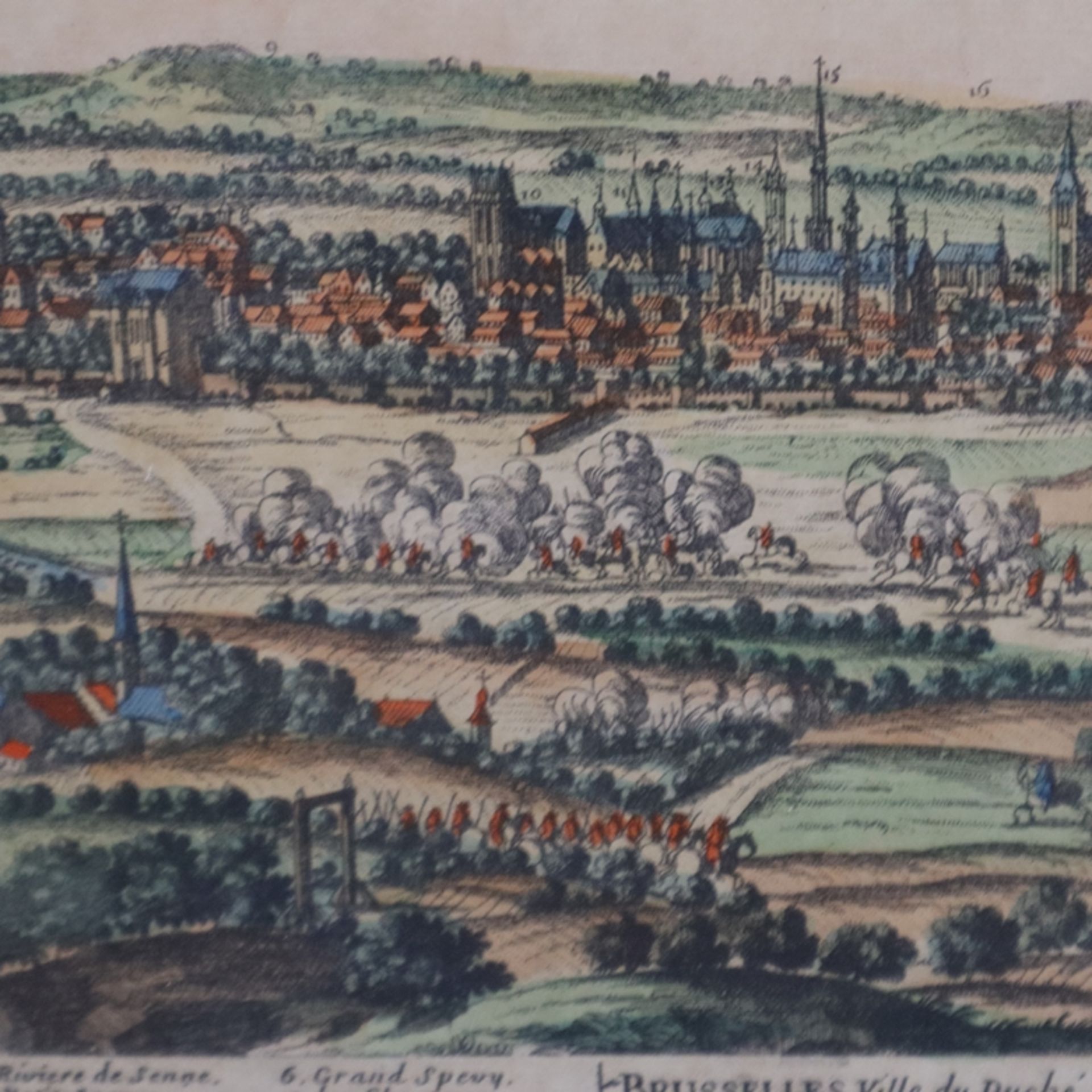 Kleine Panormaansicht von Brüssel - „Brusselles Ville du Duché de Brabant et Residence du Gouverneu - Bild 4 aus 7