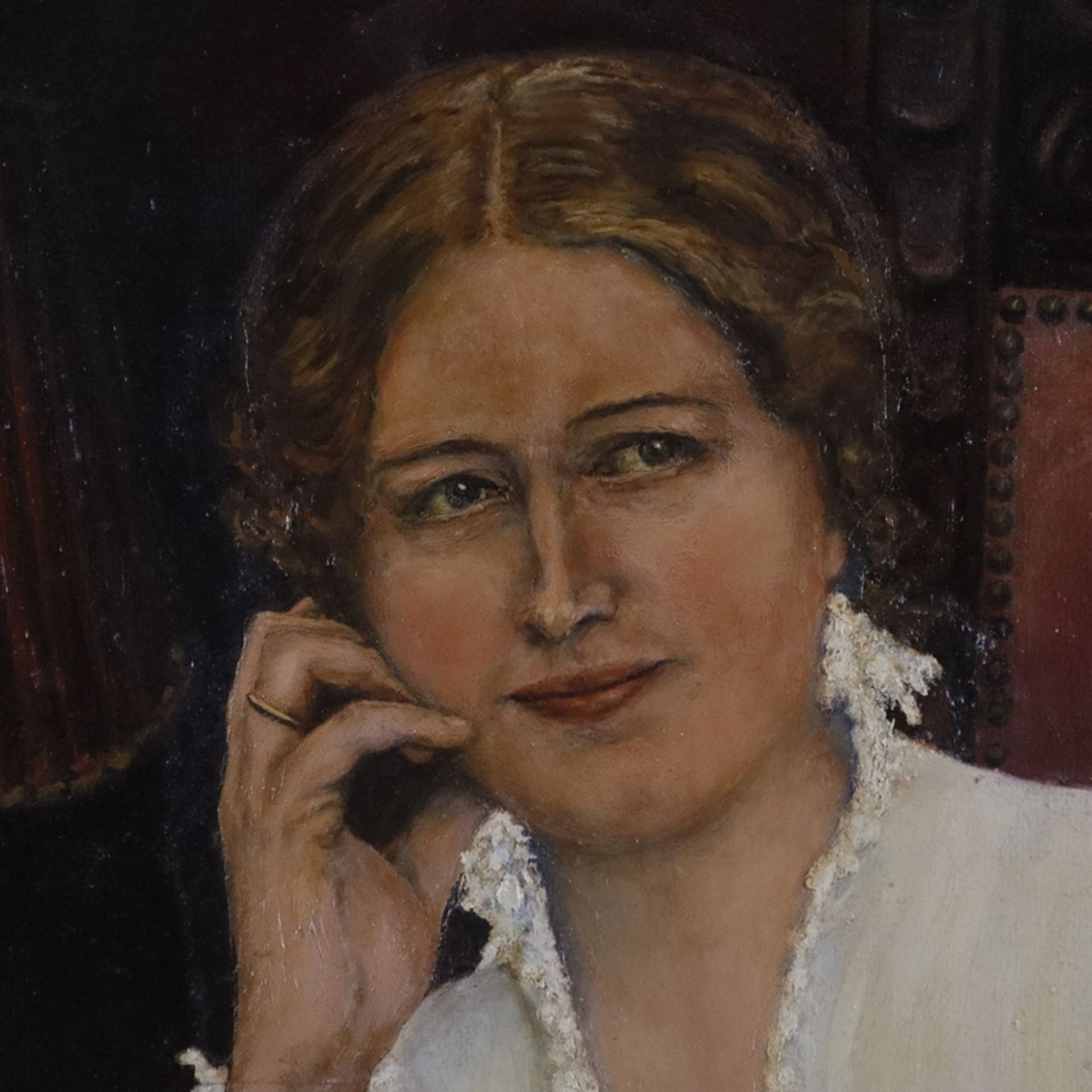 Müller-Doering, E. (Ende 19./20.Jh.) - Portrait von Franziska Müller, Öl auf dickem Malkarton, unte - Bild 4 aus 12