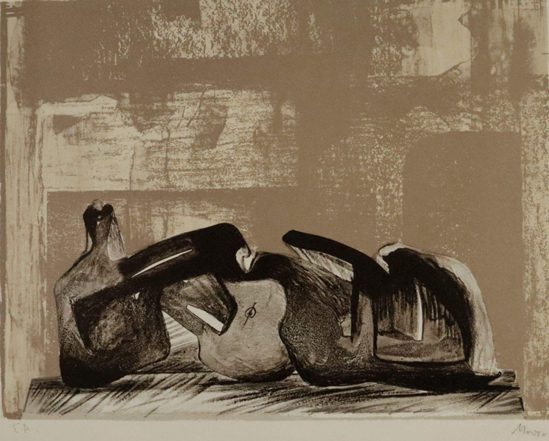 Moore, Henry (1898 Castleford - 1986 Much Hadam) - „Liegende Figuren“, abstrakte Figurenkomposition