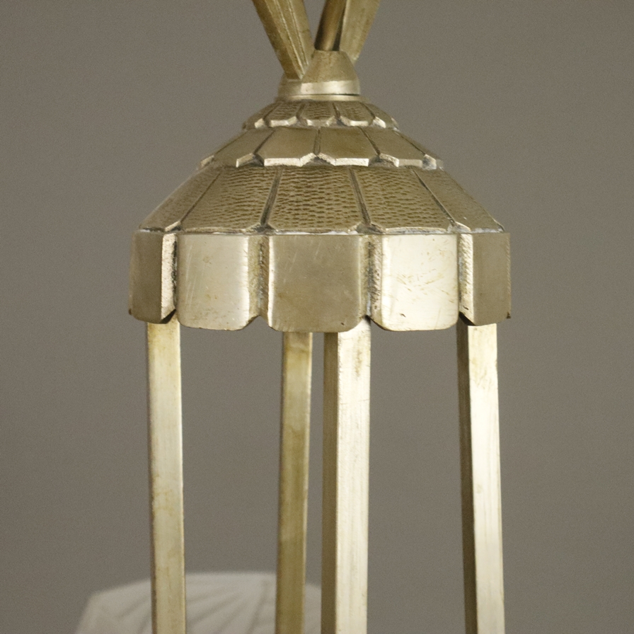 Art Déco-Deckenlampe - Muller Frères, Frankreich, um 1920/30, 5-flammig, Metallgestell, zentral ein - Image 7 of 9