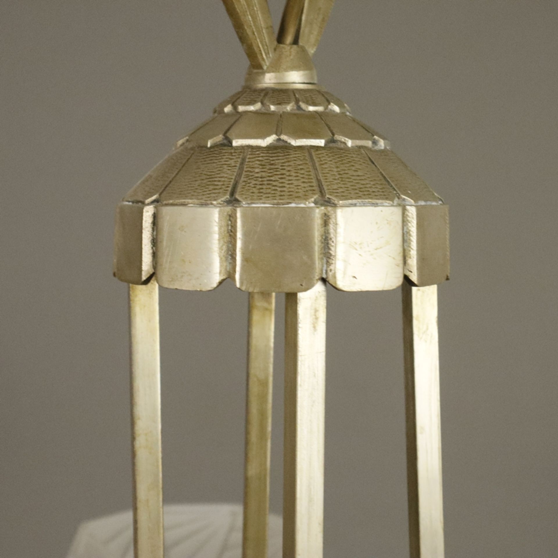 Art Déco-Deckenlampe - Muller Frères, Frankreich, um 1920/30, 5-flammig, Metallgestell, zentral ein - Bild 7 aus 9