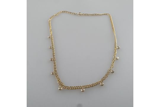 Goldcollier mit Diamantbesatz - feine Gliederkette aus Gelbgold 750/000 (18K), gestempelt, 10 Diama - Bild 5 aus 7