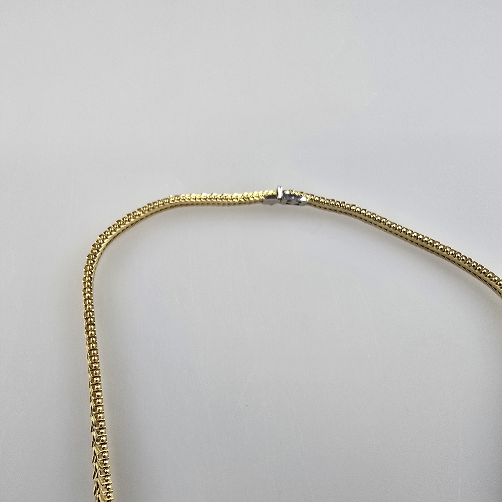 Elegantes 18K-Diamantcollier- Gelb-/Weißgold 750/000 (18K), punziert, anschmiegsames Goldband in Fi - Image 5 of 11