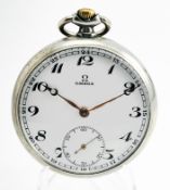 Omega Pocket Watch 15j c.1930 Arabic Numerals Omega Stamped Case/Movement Manual Wind