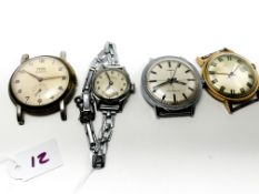 Mix of Wristwatches 4 Pieces Timex Fero Mens Ladies Condition Report Age related marks, AF some