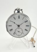 Fusee Pocket Watch .925 Silver Swing Out Case Key Wound Diamond End Stone c.1862