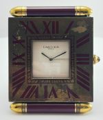 Cartier Travel Desk Clock Foldable Quartz Roman Numerals With Alarm Vintage