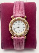 Chopard Ladies 18k 750 Gold Pink Diamond Set All Original Roman Numerals Wristwatch