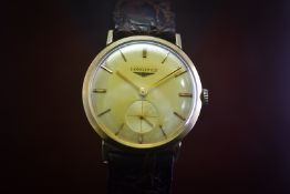 Longines 10k Gold Admiral 1113-370 Vintage Sub Seconds Men's Watch 1966 cal. 370