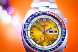 Seiko Pogue Automatic Chronograph Arabic Day Date Men's Watch with Bracelet c.1970