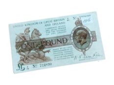 FISHER £1 NOTE OF THE UNITED KINGDOM OF GREAT BRITAIN & IRELAND