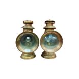 LARGE PAIR OF VINTAGE BRASS CAR LAMPS BY BLERIOT