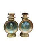 LARGE PAIR OF VINTAGE BRASS CAR LAMPS BY BLERIOT