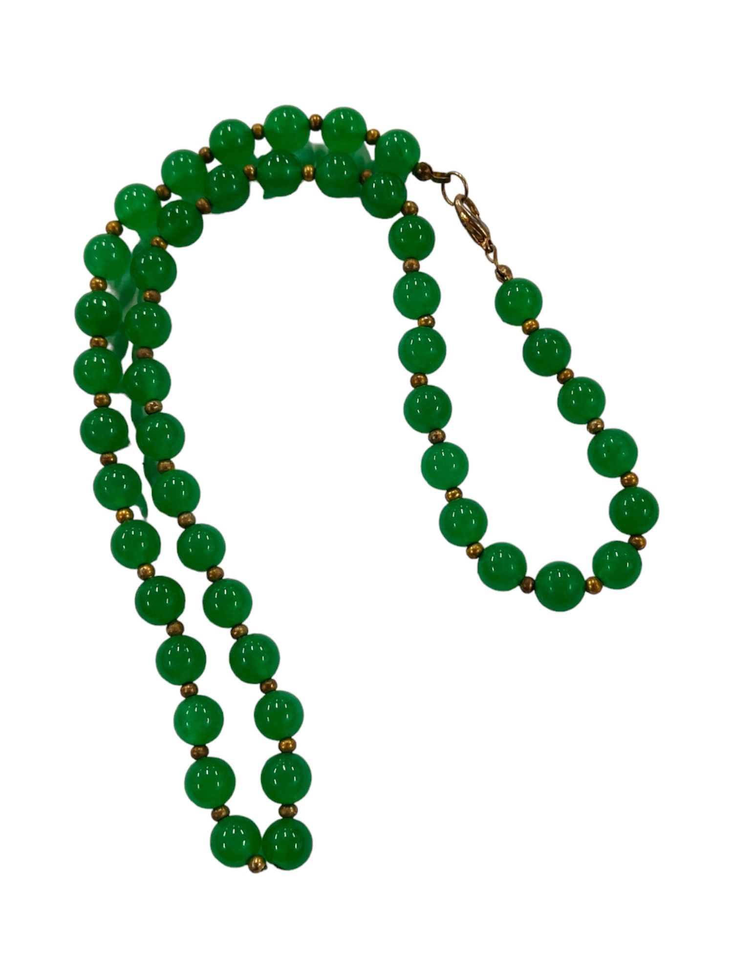 JADE NECKLACE WITH GOLD COLOURED BALL SPACERS