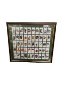 FRAMED SET OF CIGARETTE CARDS PLAYERS MILITARY HEAD DRESS