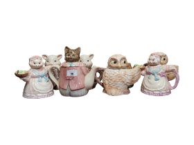 SHELF LOT OF NOVELTY TEAPOTS