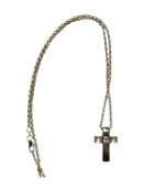 SILVER CROSS & CHAIN SET WITH CRYSTAL