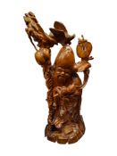 LARGE SCHOLAR FIGURE CARVED FROM EXOTIC WOOD - APPROXIMATELY 90CM