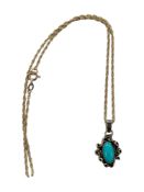 SILVER TURQUOISE PENDANT ON SILVER CHAIN
