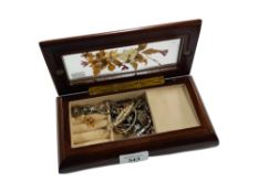 MUSICAL JEWELLERY BOX WITH REAL FLOWER INLAY AND CONTENTS