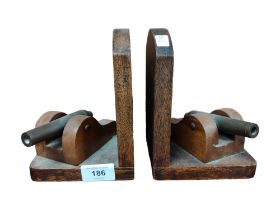 PAIR OF CANNON BOOKENDS
