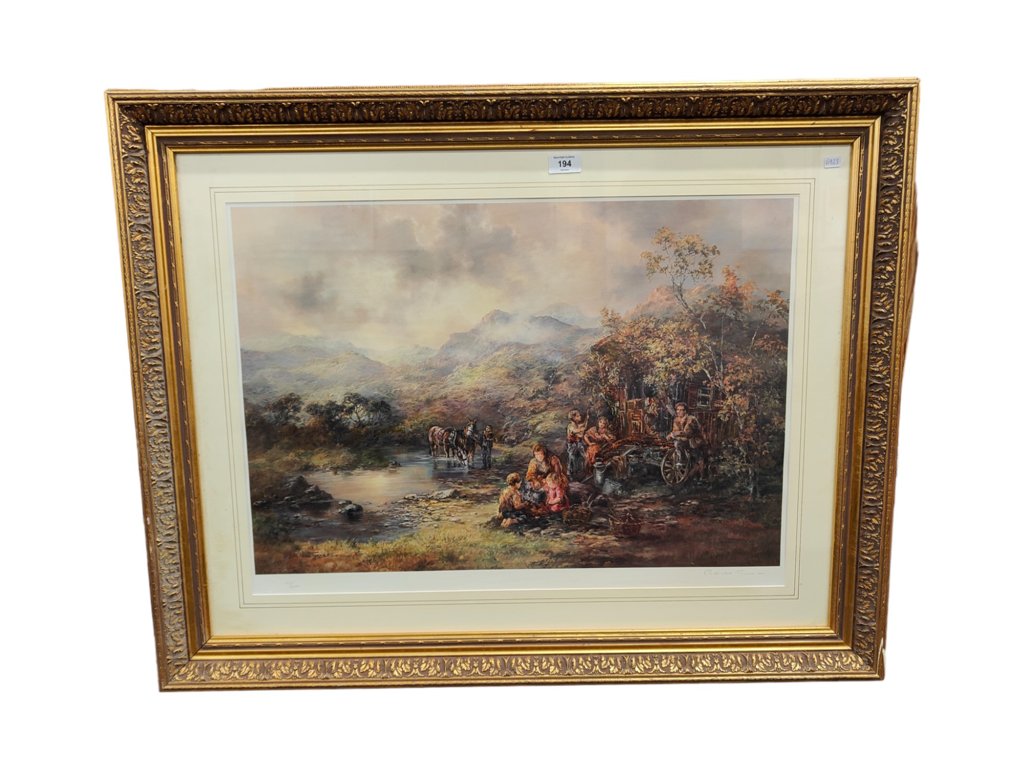 LARGE SIGNED FRAMED PRUDENCE TURNER PRINT - THE TINKERS SONG