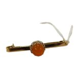 HIGH QUALITY 15CT GOLD BROOCH SET WITH FIRE OPAL WEIGHT 6.2G