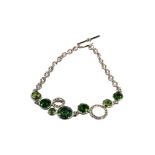 SILVER CRYSTAL AND GREEN STONE BRACELET