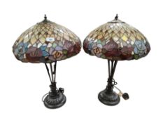 MATCHING PAIR OF TIFFANY STYLE LAMPS