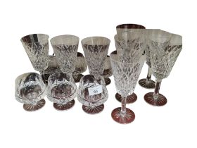 SHELF LOT OF CRYSTAL GLASSES