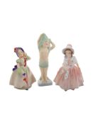 3 ANTIQUE SMALL ROYAL DOULTON FIGURES - TO BED HN1805, LILY HN1798, BABIE HN1679