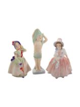 3 ANTIQUE SMALL ROYAL DOULTON FIGURES - TO BED HN1805, LILY HN1798, BABIE HN1679