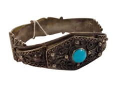 BEAUTIFUL SILVER FILIGREE & TURQUOISE BANGLE