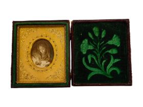 VICTORIAN GILT FRAME MINIATURE OF MADONNA AND CHILD