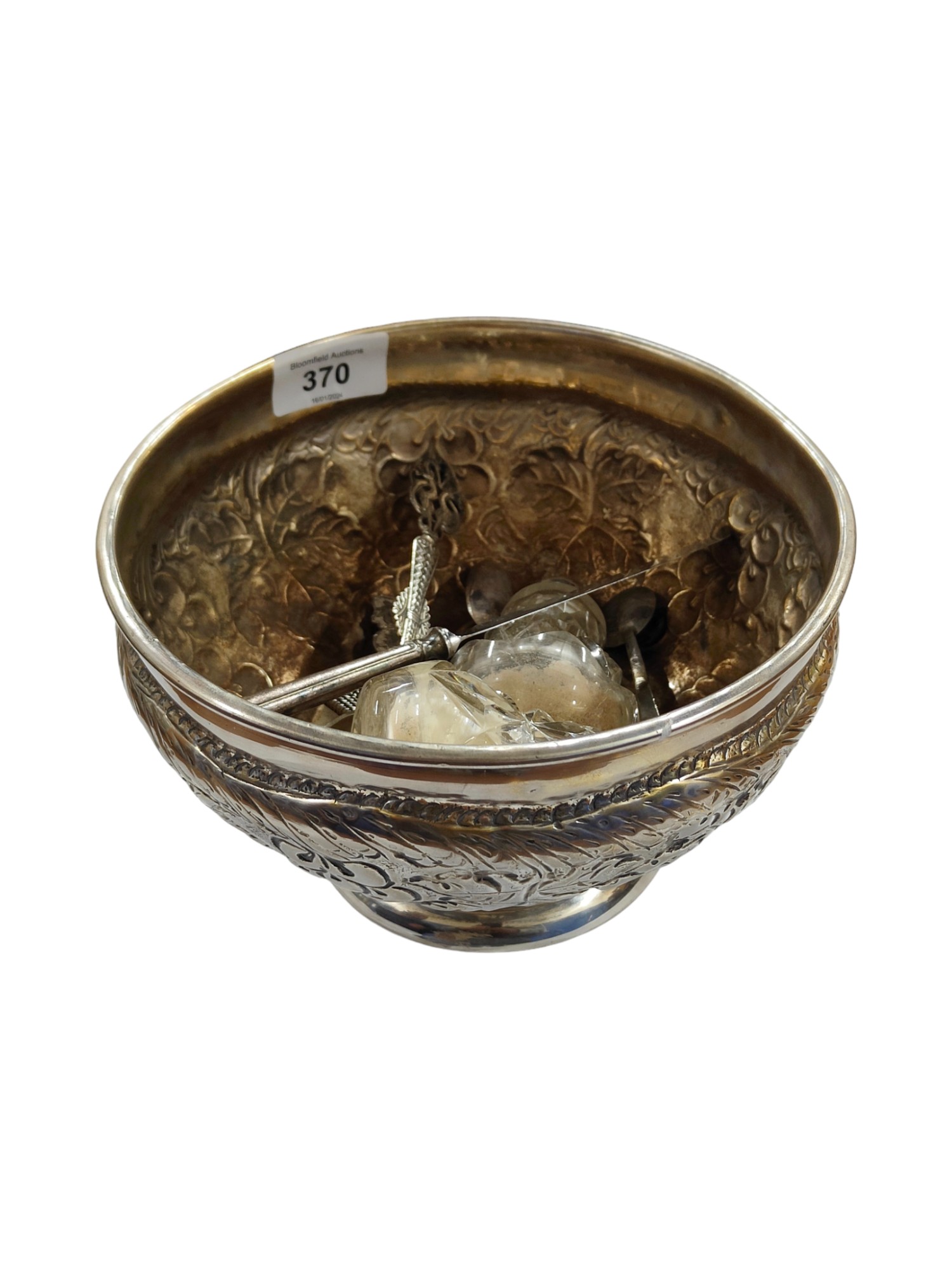 HEAVILY EMBOSSED BOWL & CONTENTS