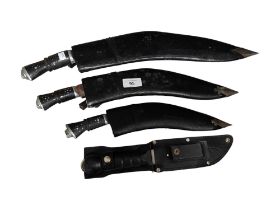 3 X KUKRI AND 1 MODERN DIVERS KNIFE