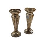 PAIR OF SILVER SPILL VASES CHESTER 6" TALL